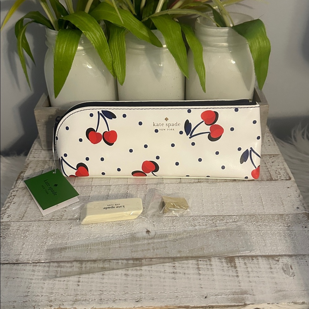 Nwt Kate spade cherries pencil case set